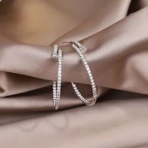 Just Un Clou Silver Crystal Nail Earrings